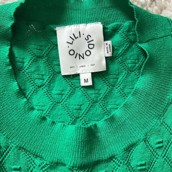 Green Short Sleeve Knit Sweater - Picture 3 of 6